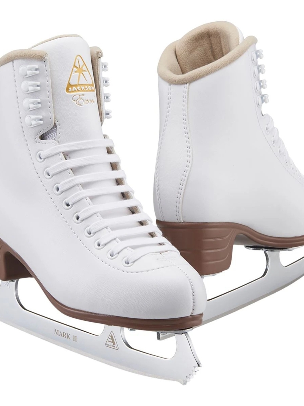 JACKSON White Girls Figure Ice Skates with Tan Accents